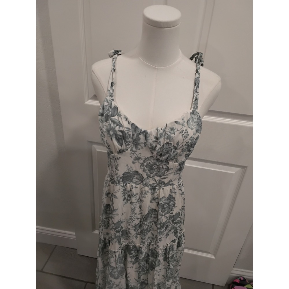Trixxi White Maxi Dress with Sage Floral Print - Picture 2 of 8
